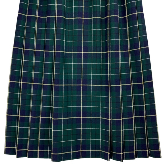 Vintage Pendleton Green Plaid Pleated Skirt with Flat Front Panel - Picture 4 of 11
